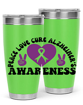 peace love cure alzheimer s awareness 206#- alzheimers- Tumbler