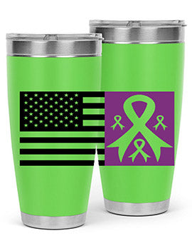 usa flag with alzheimers cancer 219#- alzheimers- Tumbler