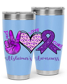 Peace Love Cure Alzheimer Awareness 205#- alzheimers- Tumbler
