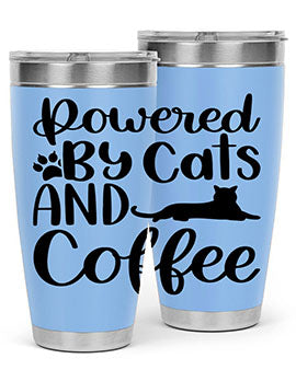 Powered By Cats And Coffee Style 102#- cat- Tumbler