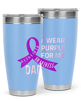 Womens I Wear Purple for My Dad Alzheimers Disease Awareness VNeck 221#- alzheimers- Tumbler