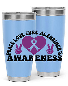 peace love cure alzheimer s awareness 206#- alzheimers- Tumbler
