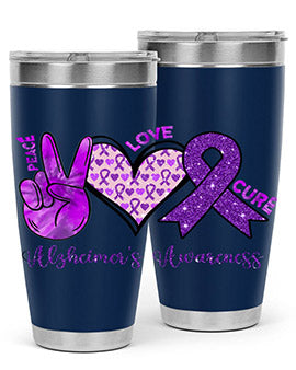 Peace Love Cure Alzheimer Awareness 205#- alzheimers- Tumbler