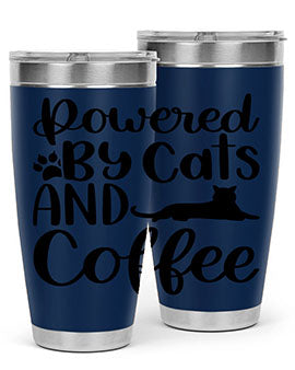 Powered By Cats And Coffee Style 102#- cat- Tumbler
