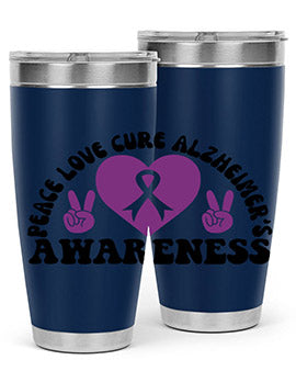 peace love cure alzheimer s awareness 206#- alzheimers- Tumbler