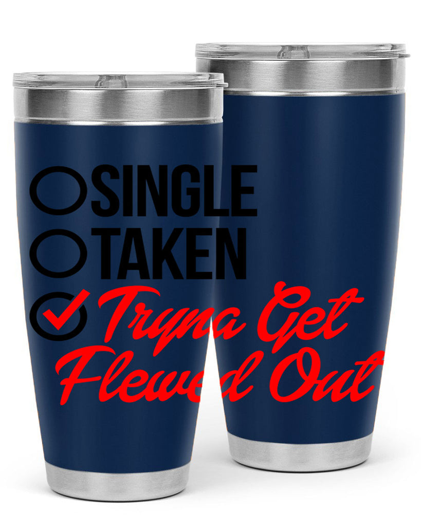 single taken tryna get flewed out 36#- black words phrases- Cotton Tank