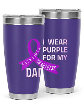 Womens I Wear Purple for My Dad Alzheimers Disease Awareness VNeck 221#- alzheimers- Tumbler
