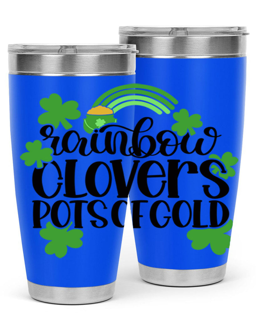 Rainbow Clovers Pots Of Gold Style 35#- St Patricks Day- Tumbler