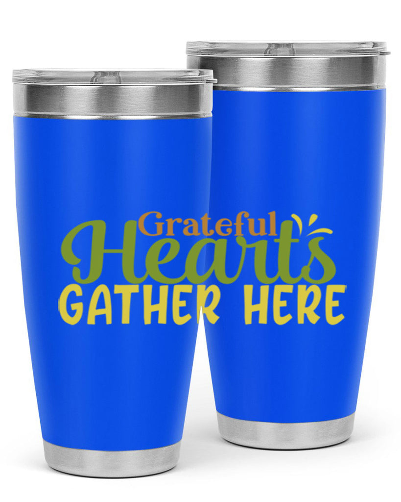 grateful hearts gather here 59#- thanksgiving- Tumbler
