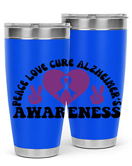 peace love cure alzheimer s awareness 206#- alzheimers- Tumbler