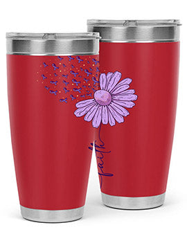 Purple Daisy Faith AlzheimerS Awareness 209#- alzheimers- Tumbler