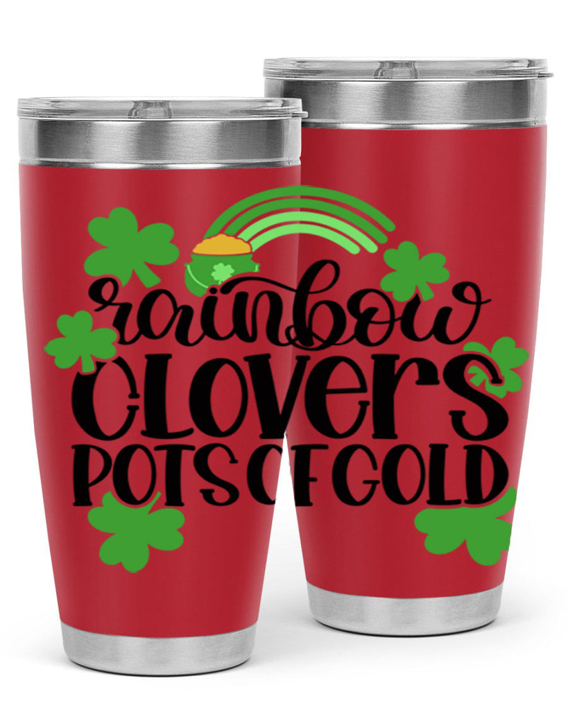 Rainbow Clovers Pots Of Gold Style 35#- St Patricks Day- Tumbler