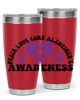 peace love cure alzheimer s awareness 206#- alzheimers- Tumbler