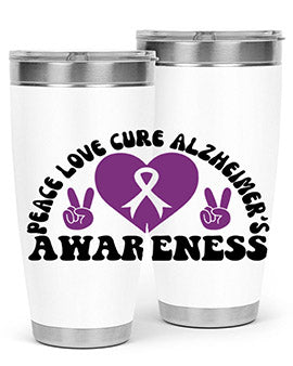 peace love cure alzheimer s awareness 206#- alzheimers- Tumbler