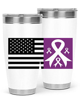 usa flag with alzheimers cancer 219#- alzheimers- Tumbler