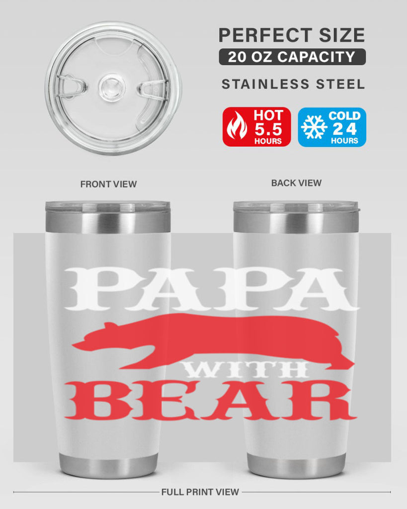 PAPA WITH BEAR 111#- grandpa - papa- Tumbler