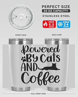 Powered By Cats And Coffee Style 102#- cat- Tumbler