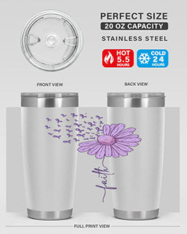 Purple Daisy Faith AlzheimerS Awareness 209#- alzheimers- Tumbler