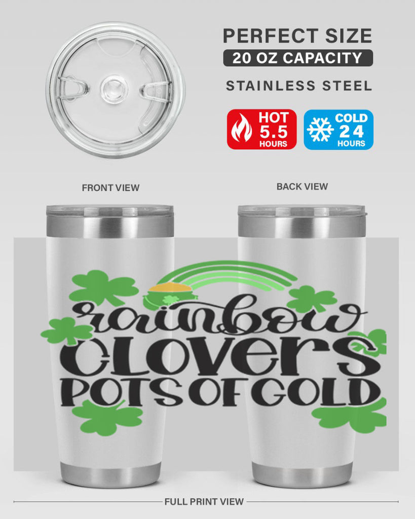 Rainbow Clovers Pots Of Gold Style 35#- St Patricks Day- Tumbler