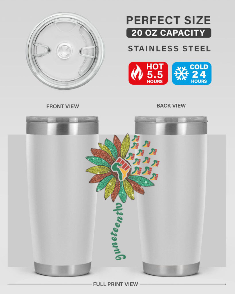Sunflower Fist Juneteenth Black History 24#- Juneteenth- tumbler