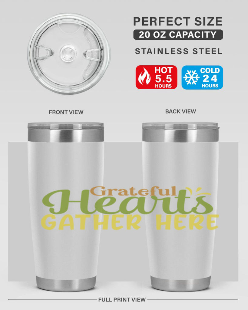 grateful hearts gather here 59#- thanksgiving- Tumbler