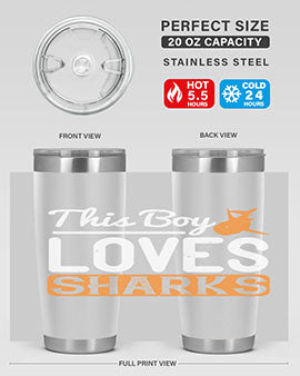 this boy loves sharks Style 14#- shark  fish- Tumbler