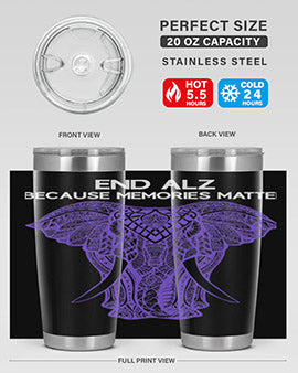 Purple Elephant Alzheimer Awareness 211#- alzheimers- Tumbler