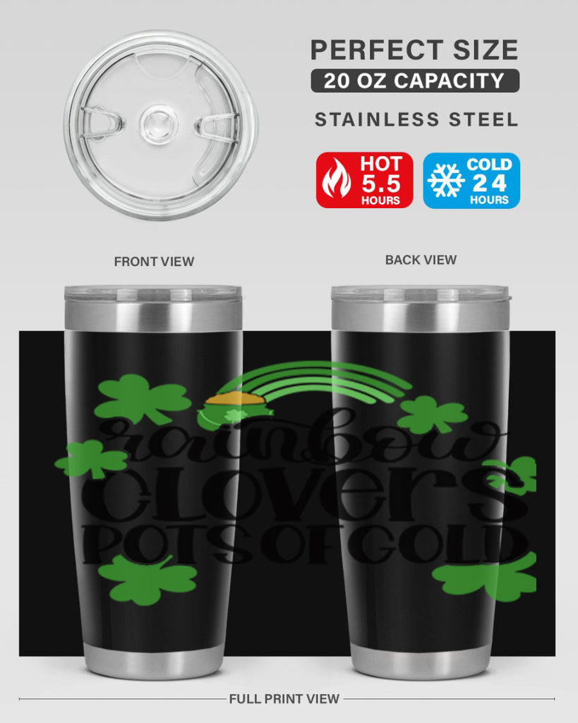Rainbow Clovers Pots Of Gold Style 35#- St Patricks Day- Tumbler