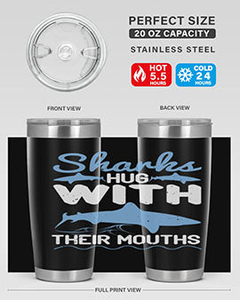 Sharks hug with their mouths Style 22#- shark  fish- Tumbler
