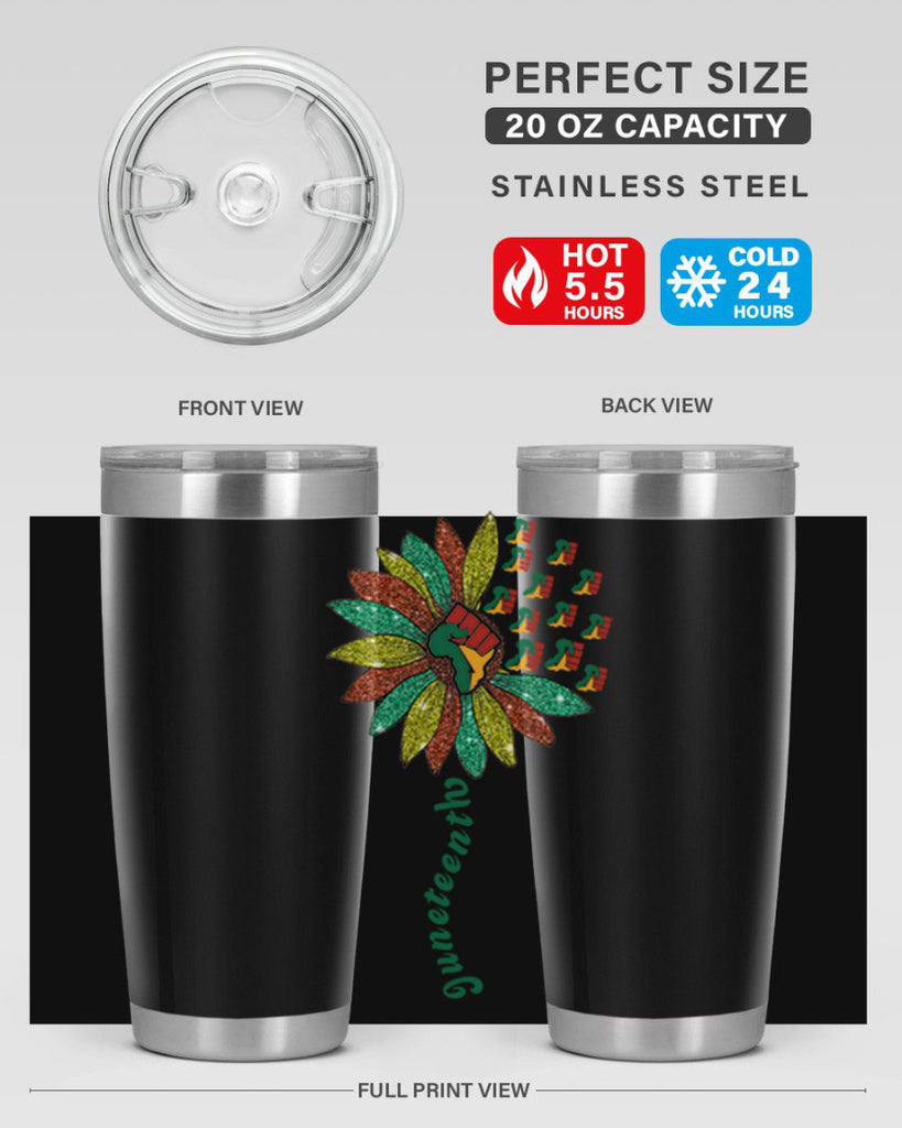 Sunflower Fist Juneteenth Black History 24#- Juneteenth- tumbler