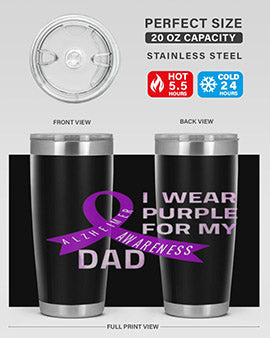 Womens I Wear Purple for My Dad Alzheimers Disease Awareness VNeck 221#- alzheimers- Tumbler