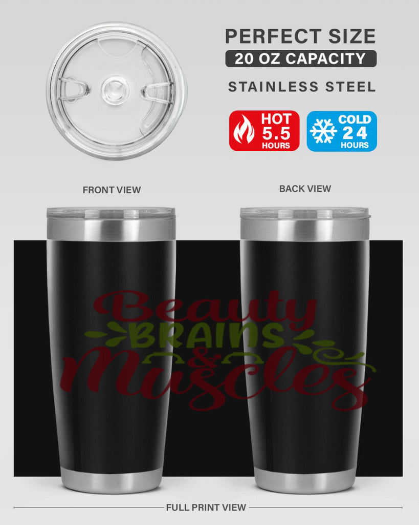 beauty brains muscles 52#- gym- Tumbler