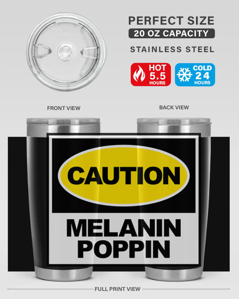 caution melanin poppin 188#- black words phrases- Cotton Tank