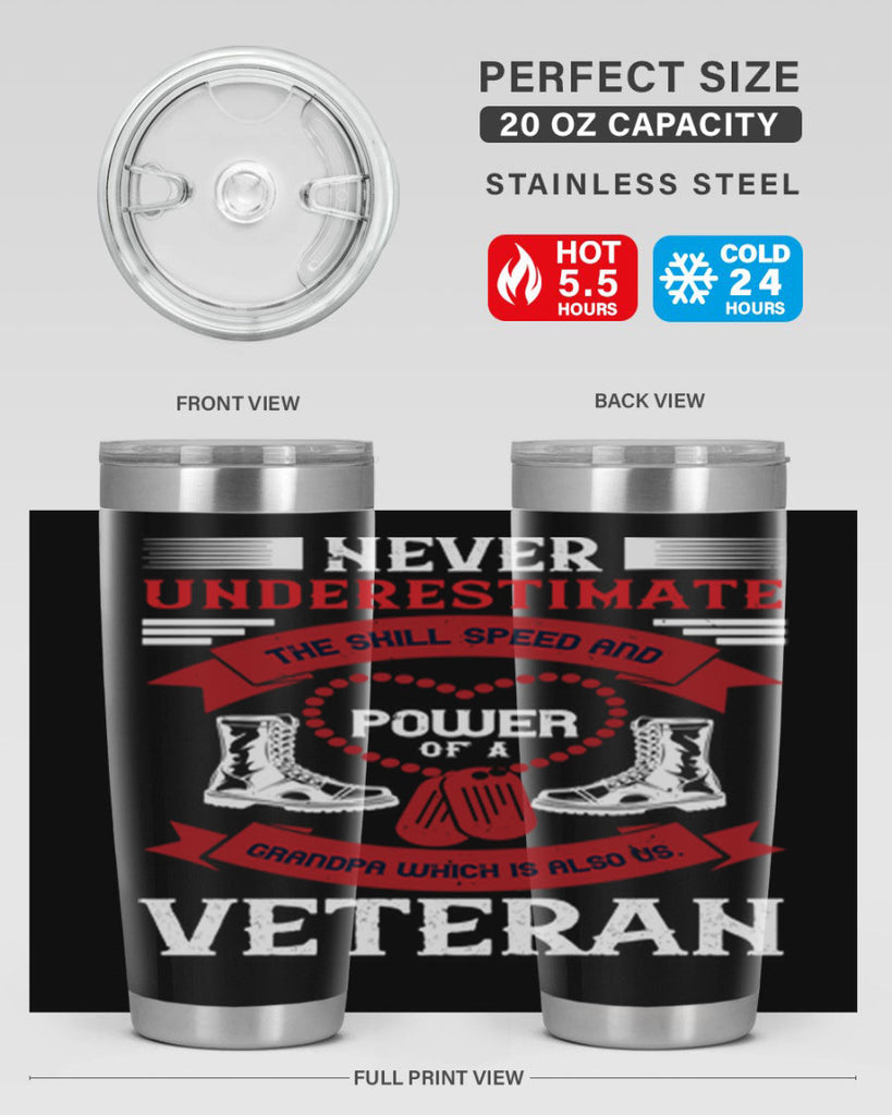 never underestimate the skill speed and power of a grandpa a which is also us veteran 44#- Veterns Day- Tumbler