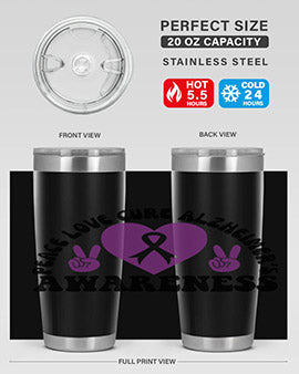 peace love cure alzheimer s awareness 206#- alzheimers- Tumbler