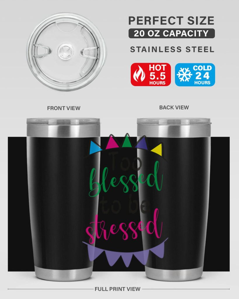 too blessed to be stressed- black words phrases- Cotton Tank