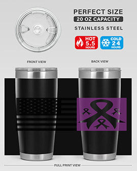usa flag with alzheimers cancer 219#- alzheimers- Tumbler