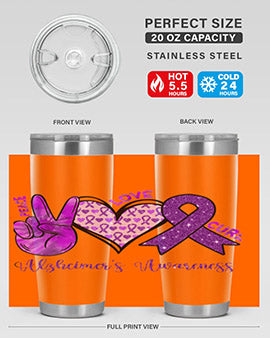 Peace Love Cure Alzheimer Awareness 205#- alzheimers- Tumbler