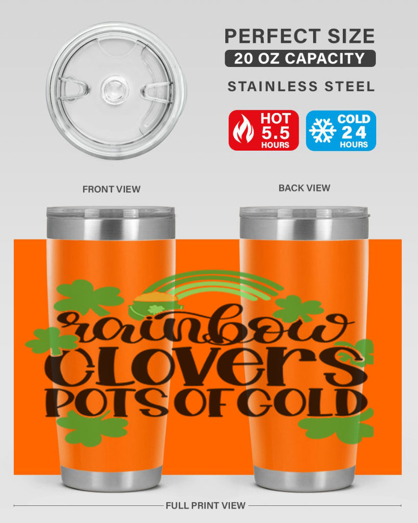 Rainbow Clovers Pots Of Gold Style 35#- St Patricks Day- Tumbler