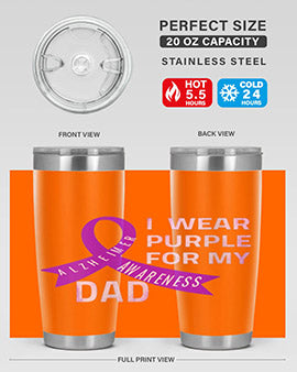 Womens I Wear Purple for My Dad Alzheimers Disease Awareness VNeck 221#- alzheimers- Tumbler