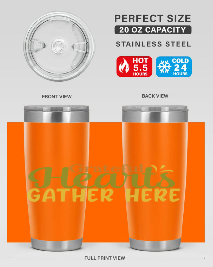 grateful hearts gather here 59#- thanksgiving- Tumbler