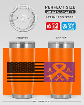 usa flag with alzheimers cancer 219#- alzheimers- Tumbler