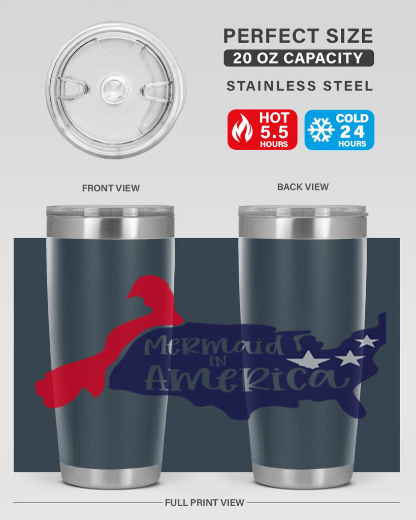 Mermaid In America Style 167#- Fourt Of July- Tumbler