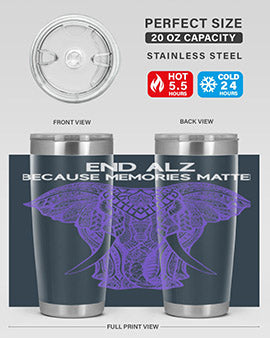 Purple Elephant Alzheimer Awareness 211#- alzheimers- Tumbler
