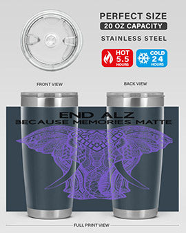 Purple Elephant Alzheimer Awareness 212#- alzheimers- Tumbler