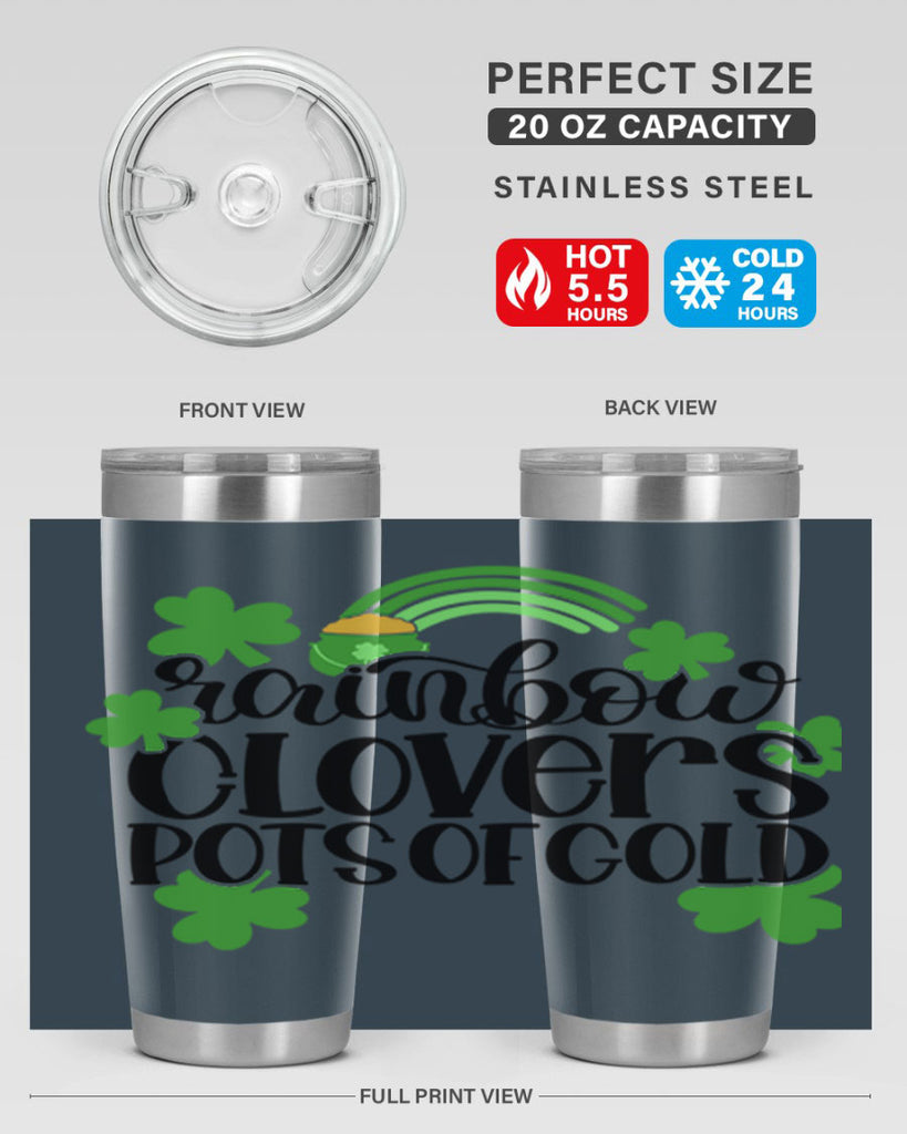 Rainbow Clovers Pots Of Gold Style 35#- St Patricks Day- Tumbler