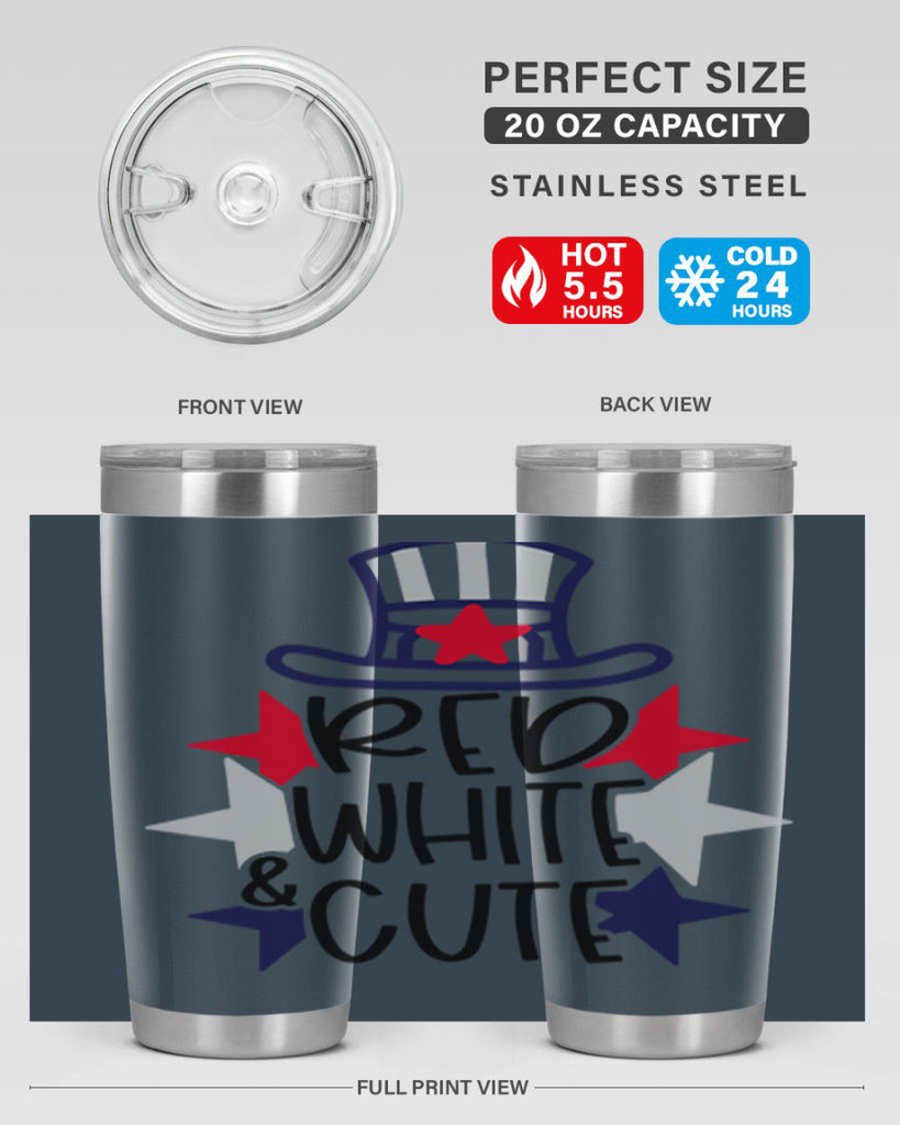 Red White Cute Style 169#- Fourt Of July- Tumbler
