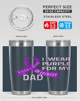 Womens I Wear Purple for My Dad Alzheimers Disease Awareness VNeck 221#- alzheimers- Tumbler