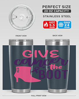 give cancer the boot Style 1#- breast cancer- Tumbler
