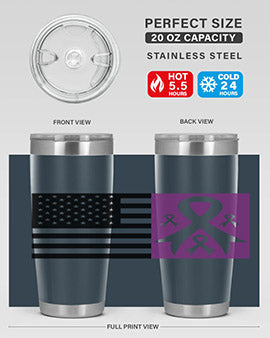 usa flag with alzheimers cancer 219#- alzheimers- Tumbler